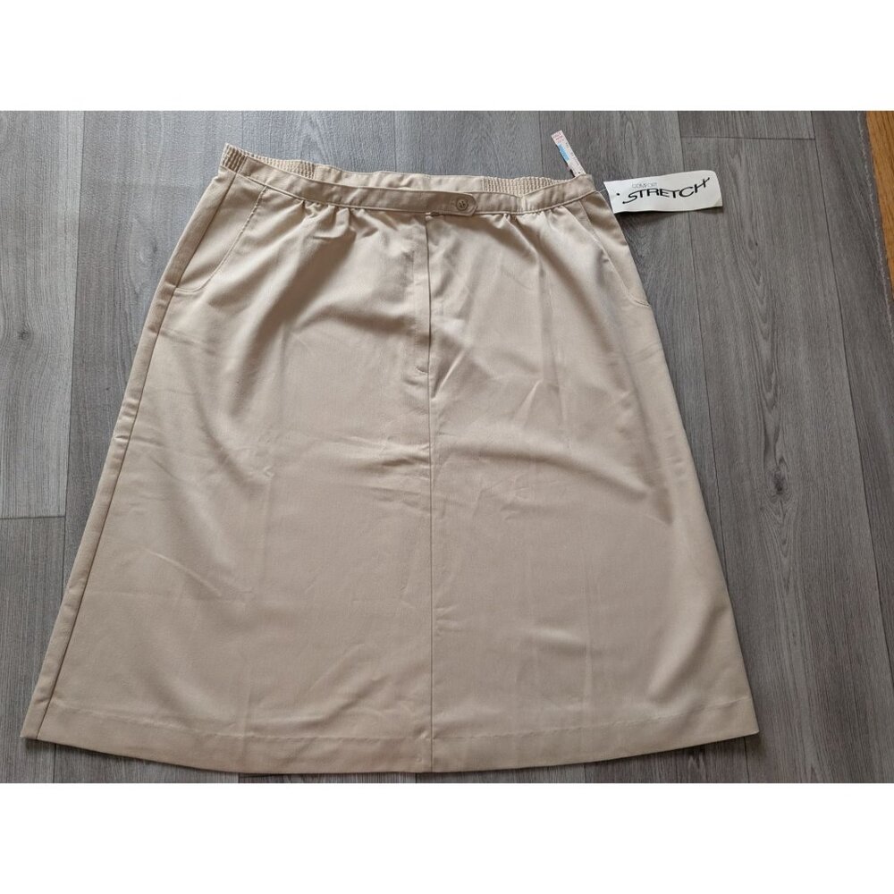 Koret Comfort Stretch Beige Skirt Size 36 Dacron  A-Line Elastic Waist